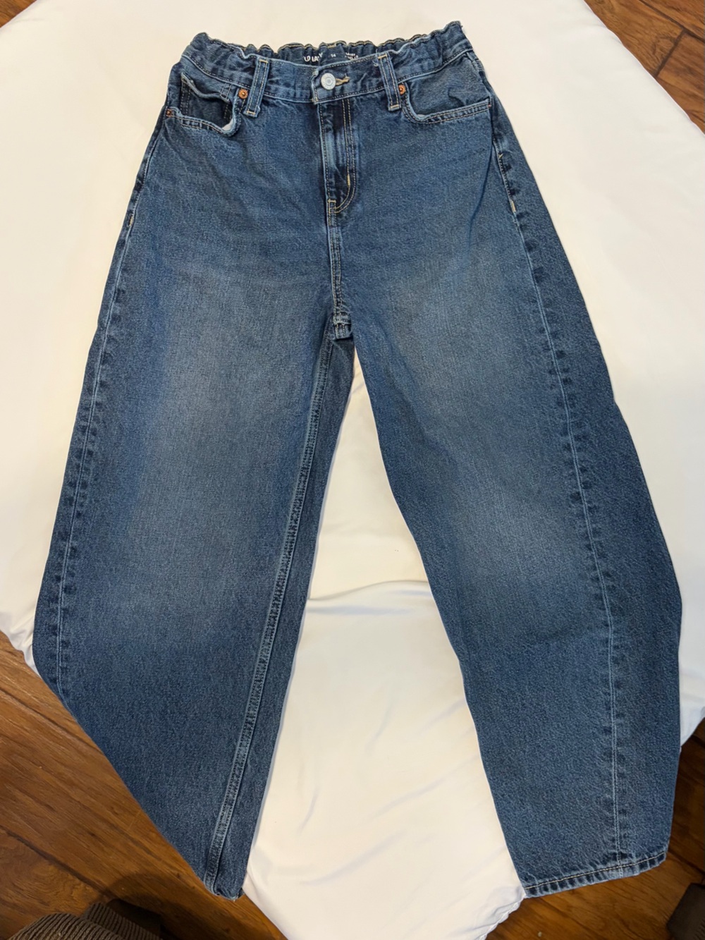 Boys Baggy Wide Leg Jeans in Medium Blue